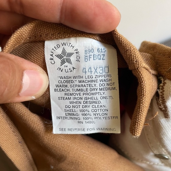 Vintage Carhartt Quilted Lined Canvas Bib Overalls Brown Made In The USA 6FBQZ - Picture 10 of 11